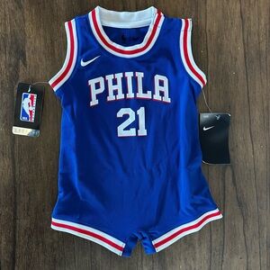 NIKE PHILADELPHIA 76ERS JOEL EMBIID 21 INFANT JERSEY ROMPER 12M NWT